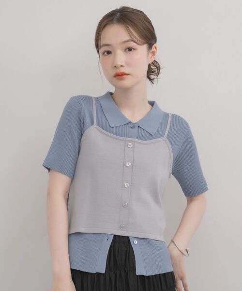 RETRO GIRL(レトロガール)の「ニットビスチェ&カーデセット(ニット/セーター・レディース・ブルー/ナチュラル/ベージュ・FREE)」の6枚目の写真