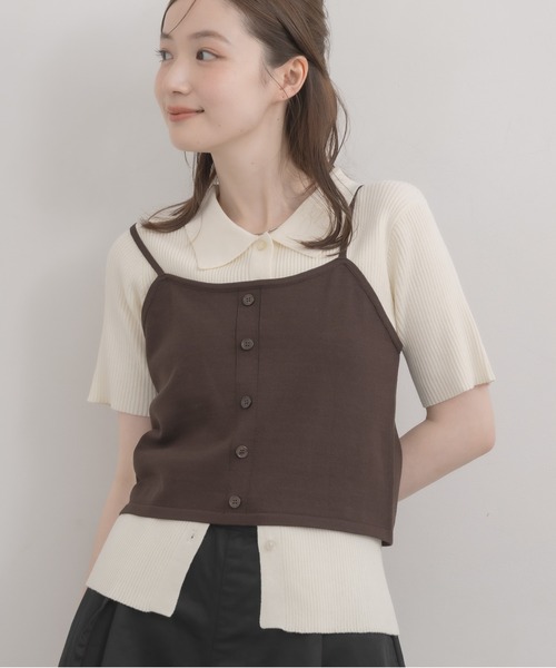 RETRO GIRL(レトロガール)の「ニットビスチェ&カーデセット(ニット/セーター・レディース・ブルー/ナチュラル/ベージュ・FREE)」の1枚目の写真