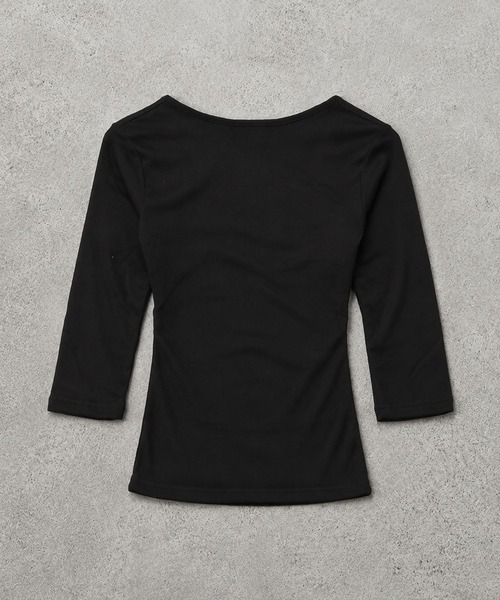 SPINNS(スピンズ)の「Vネック7分丈カットソー/カラーカットソー/韓国ガーリー(Tシャツ/カットソー・レディース・サックスブルー/パープル/グリーン/ブラック/ブラウン・ONESIZE)」の20枚目の写真