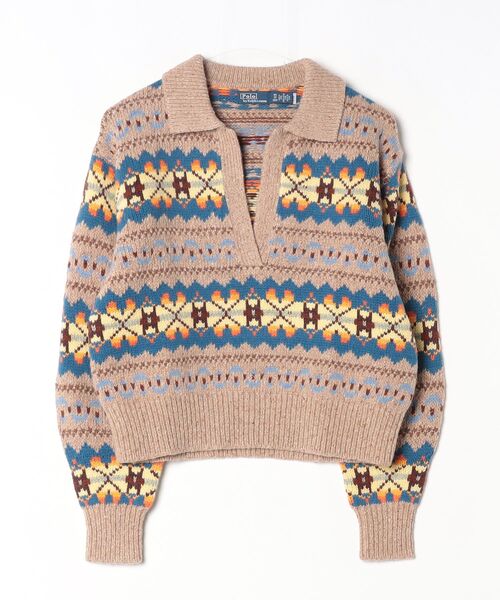 POLO RALPH LAUREN(ポロ ラルフ ローレン)の「フェア アイル ウールブレンド ポロカラー セーター(ニット/セーター・レディース・ブラウン系6・L/M/S/XS)」の4枚目の写真
