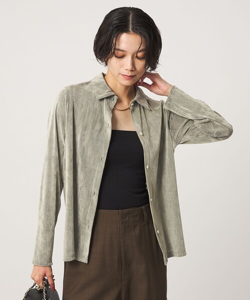 green label relaxing(グリーンレーベルリラクシング)の「シアーフロッキー カーディガン(カーディガン/ボレロ・レディース・ライム/グレー系/ブラック/ダークブラウン・FREE)」の4枚目の写真