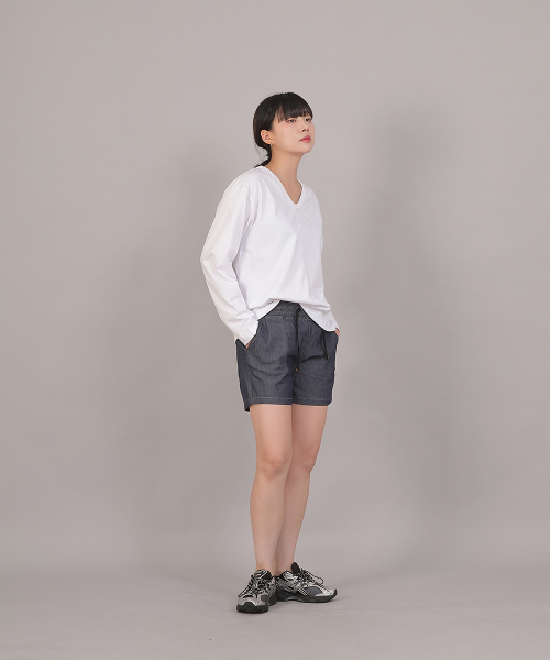 SAINTCREW(セントクルー)の「コットンバンディングショートパンツ CBS-387 ライトインディゴ(その他パンツ・レディース・その他・フリー)」の2枚目の写真