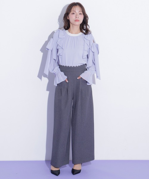 JILL by JILL STUART(ジルバイジルスチュアート)の「スカラップレースワイドパンツ(その他パンツ・レディース・ベージュ/グレー・MEDIUM/SMALL)」の13枚目の写真