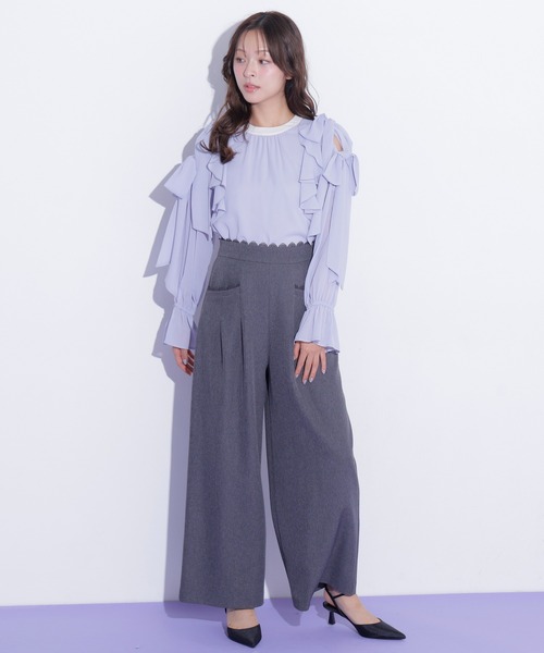 JILL by JILL STUART(ジルバイジルスチュアート)の「スカラップレースワイドパンツ(その他パンツ・レディース・ベージュ/グレー・MEDIUM/SMALL)」の14枚目の写真