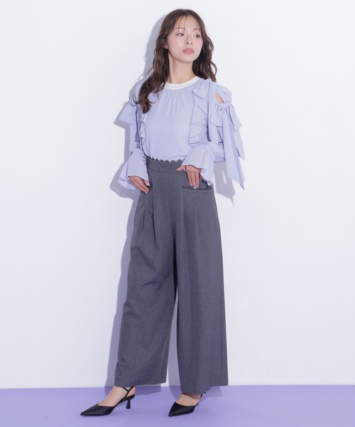 JILL by JILL STUART(ジルバイジルスチュアート)の「スカラップレースワイドパンツ(その他パンツ・レディース・ベージュ/グレー・MEDIUM/SMALL)」の15枚目の写真