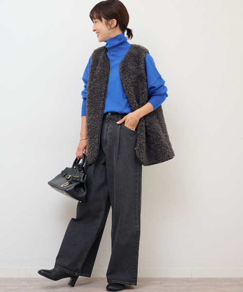 JOURNAL STANDARD relume(ジャーナルスタンダード レリューム)の「《追加》シープフェイクファージップベスト(ベスト・レディース・チャコールグレー/ベージュ・FREE)」の10枚目の写真