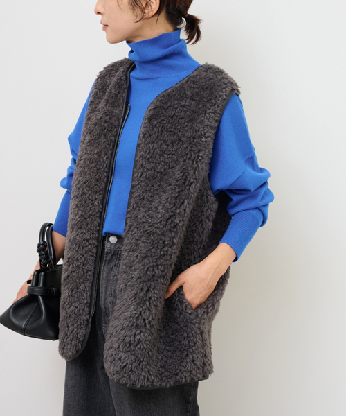 JOURNAL STANDARD relume(ジャーナルスタンダード レリューム)の「《追加》シープフェイクファージップベスト(ベスト・レディース・チャコールグレー/ベージュ・FREE)」の15枚目の写真