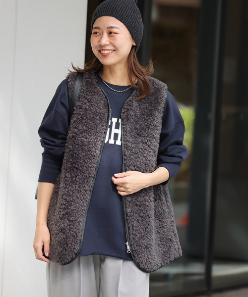 JOURNAL STANDARD relume(ジャーナルスタンダード レリューム)の「《追加》シープフェイクファージップベスト(ベスト・レディース・チャコールグレー/ベージュ・FREE)」の21枚目の写真