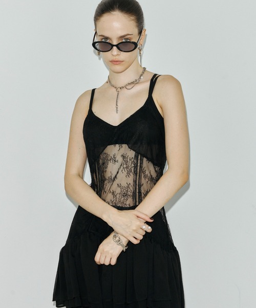 JOSE MOON(ジョゼムーン)の「PEPLUM LACE TOPS/ペプラムレーストップス(キャミソール・レディース・ブラック/ホワイト・38/36)」の12枚目の写真