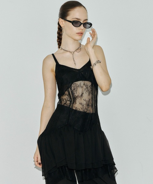 JOSE MOON(ジョゼムーン)の「PEPLUM LACE TOPS/ペプラムレーストップス(キャミソール・レディース・ブラック/ホワイト・38/36)」の14枚目の写真