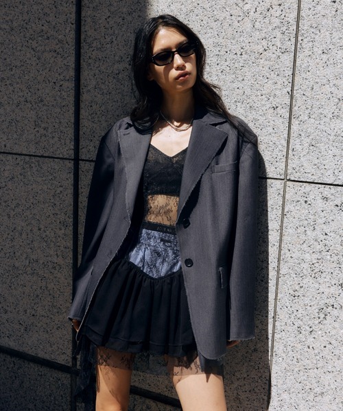 JOSE MOON(ジョゼムーン)の「PEPLUM LACE TOPS/ペプラムレーストップス(キャミソール・レディース・ブラック/ホワイト・38/36)」の20枚目の写真