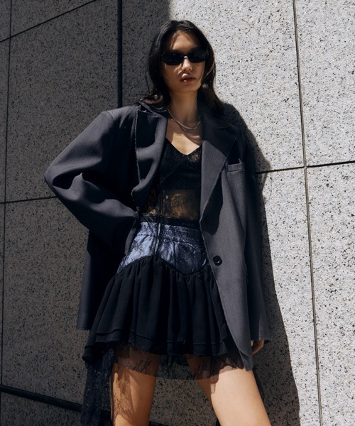 JOSE MOON(ジョゼムーン)の「PEPLUM LACE TOPS/ペプラムレーストップス(キャミソール・レディース・ブラック/ホワイト・38/36)」の21枚目の写真