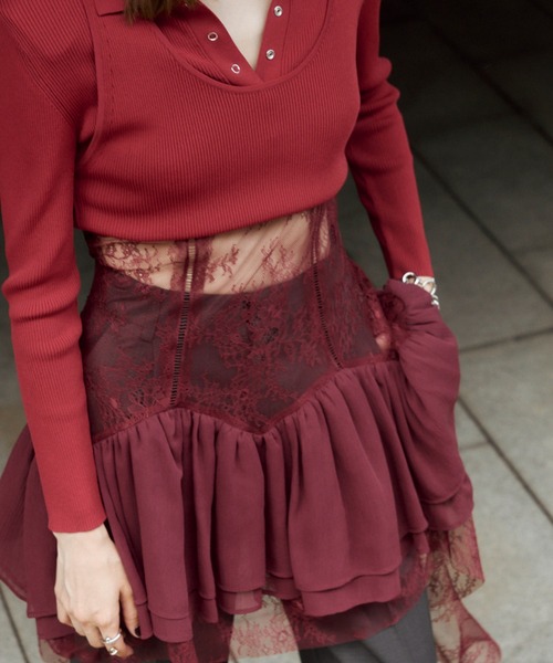 JOSE MOON(ジョゼムーン)の「PEPLUM LACE TOPS/ペプラムレーストップス(キャミソール・レディース・ブラック/ホワイト・38/36)」の11枚目の写真