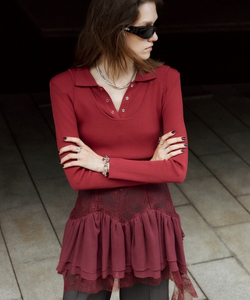 JOSE MOON(ジョゼムーン)の「PEPLUM LACE TOPS/ペプラムレーストップス(キャミソール・レディース・ブラック/ホワイト・38/36)」の10枚目の写真