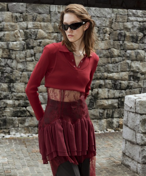 JOSE MOON(ジョゼムーン)の「PEPLUM LACE TOPS/ペプラムレーストップス(キャミソール・レディース・ブラック/ホワイト・38/36)」の7枚目の写真