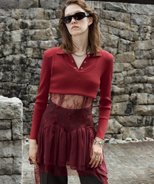 JOSE MOON(ジョゼムーン)の「PEPLUM LACE TOPS/ペプラムレーストップス(キャミソール・レディース・ブラック/ホワイト・38/36)」の6枚目の写真