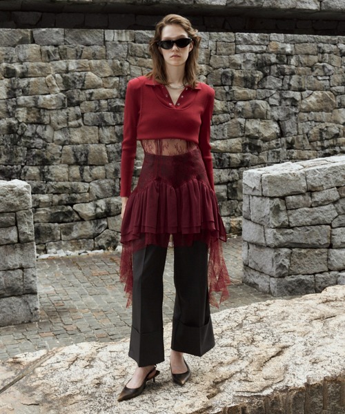 JOSE MOON(ジョゼムーン)の「PEPLUM LACE TOPS/ペプラムレーストップス(キャミソール・レディース・ブラック/ホワイト・38/36)」の8枚目の写真