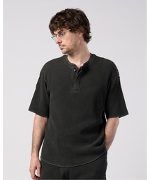 hard dry waffle fly-front henley S/S