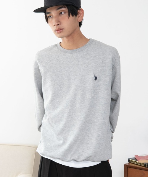 U.S. POLO ASSN.（ユーエスポロアッスン）の「∴WEGO/【26年秋冬新作】U.S.POLO ASSN.クルーネックPO（スウェット・メンズ・杢グレー/ブラウン/ネイビー/ブラック/ワイン/スミクロ・MEDIUM/X-LARGE/LARGE）」の3枚目の写真