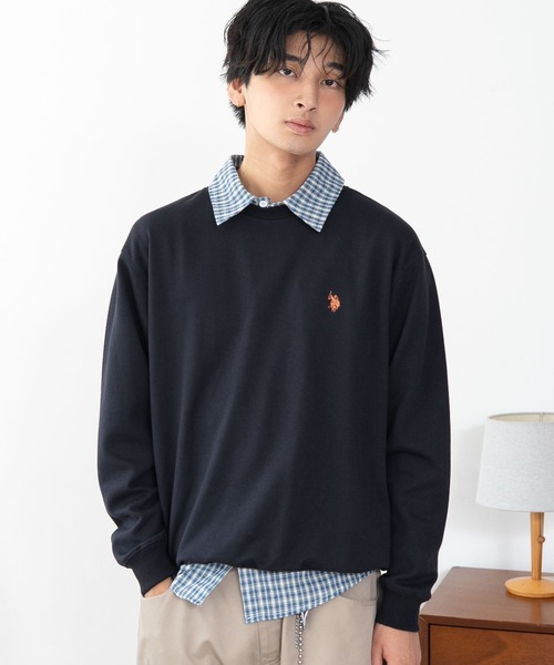 U.S. POLO ASSN.（ユーエスポロアッスン）の「∴WEGO/【26年秋冬新作】U.S.POLO ASSN.クルーネックPO（スウェット・メンズ・杢グレー/ブラウン/ネイビー/ブラック/ワイン/スミクロ・MEDIUM/X-LARGE/LARGE）」の5枚目の写真