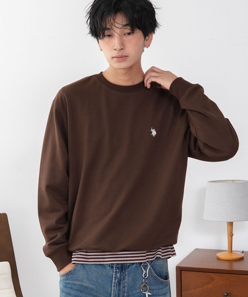 U.S. POLO ASSN.（ユーエスポロアッスン）の「∴WEGO/【26年秋冬新作】U.S.POLO ASSN.クルーネックPO（スウェット・メンズ・杢グレー/ブラウン/ネイビー/ブラック/ワイン/スミクロ・MEDIUM/X-LARGE/LARGE）」の4枚目の写真