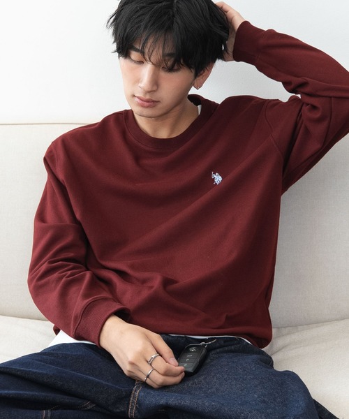 U.S. POLO ASSN.（ユーエスポロアッスン）の「∴WEGO/【26年秋冬新作】U.S.POLO ASSN.クルーネックPO（スウェット・メンズ・杢グレー/ブラウン/ネイビー/ブラック/ワイン/スミクロ・MEDIUM/X-LARGE/LARGE）」の6枚目の写真