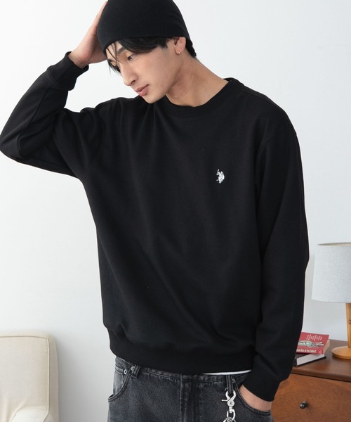 U.S. POLO ASSN.（ユーエスポロアッスン）の「∴WEGO/【26年秋冬新作】U.S.POLO ASSN.クルーネックPO（スウェット・メンズ・杢グレー/ブラウン/ネイビー/ブラック/ワイン/スミクロ・MEDIUM/X-LARGE/LARGE）」の2枚目の写真