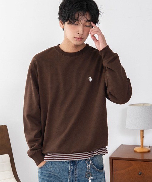 U.S. POLO ASSN.（ユーエスポロアッスン）の「∴WEGO/【26年秋冬新作】U.S.POLO ASSN.クルーネックPO（スウェット・メンズ・杢グレー/ブラウン/ネイビー/ブラック/ワイン/スミクロ・MEDIUM/X-LARGE/LARGE）」の7枚目の写真