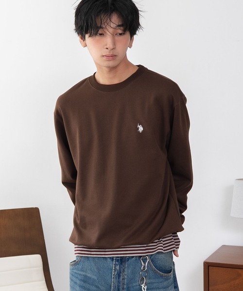 U.S. POLO ASSN.（ユーエスポロアッスン）の「∴WEGO/【26年秋冬新作】U.S.POLO ASSN.クルーネックPO（スウェット・メンズ・杢グレー/ブラウン/ネイビー/ブラック/ワイン/スミクロ・MEDIUM/X-LARGE/LARGE）」の8枚目の写真