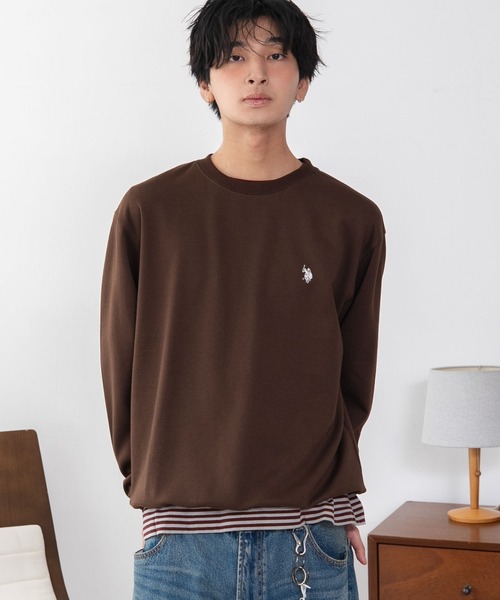 U.S. POLO ASSN.（ユーエスポロアッスン）の「∴WEGO/【26年秋冬新作】U.S.POLO ASSN.クルーネックPO（スウェット・メンズ・杢グレー/ブラウン/ネイビー/ブラック/ワイン/スミクロ・MEDIUM/X-LARGE/LARGE）」の9枚目の写真