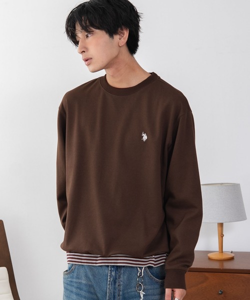 U.S. POLO ASSN.（ユーエスポロアッスン）の「∴WEGO/【26年秋冬新作】U.S.POLO ASSN.クルーネックPO（スウェット・メンズ・杢グレー/ブラウン/ネイビー/ブラック/ワイン/スミクロ・MEDIUM/X-LARGE/LARGE）」の10枚目の写真