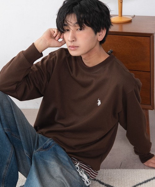U.S. POLO ASSN.（ユーエスポロアッスン）の「∴WEGO/【26年秋冬新作】U.S.POLO ASSN.クルーネックPO（スウェット・メンズ・杢グレー/ブラウン/ネイビー/ブラック/ワイン/スミクロ・MEDIUM/X-LARGE/LARGE）」の12枚目の写真