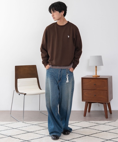 U.S. POLO ASSN.（ユーエスポロアッスン）の「∴WEGO/【26年秋冬新作】U.S.POLO ASSN.クルーネックPO（スウェット・メンズ・杢グレー/ブラウン/ネイビー/ブラック/ワイン/スミクロ・MEDIUM/X-LARGE/LARGE）」の13枚目の写真