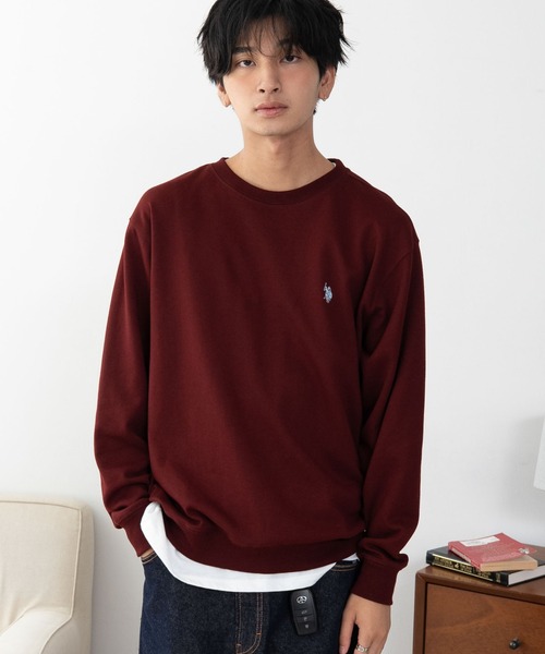 U.S. POLO ASSN.（ユーエスポロアッスン）の「∴WEGO/【26年秋冬新作】U.S.POLO ASSN.クルーネックPO（スウェット・メンズ・杢グレー/ブラウン/ネイビー/ブラック/ワイン/スミクロ・MEDIUM/X-LARGE/LARGE）」の14枚目の写真