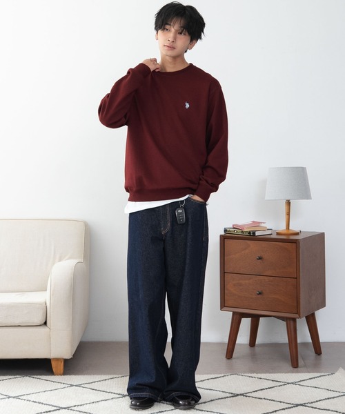 U.S. POLO ASSN.（ユーエスポロアッスン）の「∴WEGO/【26年秋冬新作】U.S.POLO ASSN.クルーネックPO（スウェット・メンズ・杢グレー/ブラウン/ネイビー/ブラック/ワイン/スミクロ・MEDIUM/X-LARGE/LARGE）」の19枚目の写真