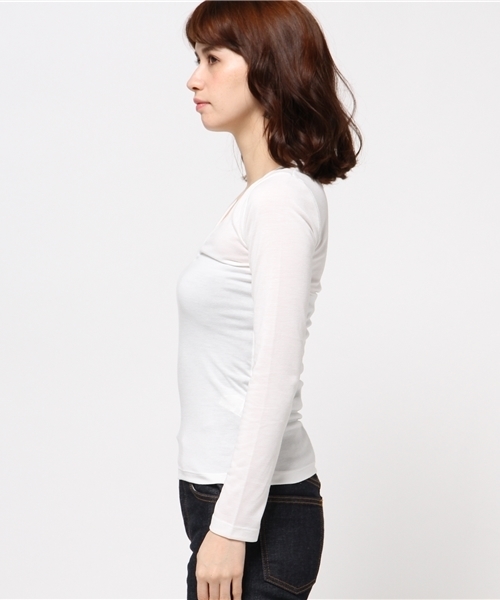 MOUSSY（マウジー）の「DEEP V/N LS/TSJ（Tシャツ/カットソー・レディース・ブラック/オフホワイト/トップグレー・FREE）」の8枚目の写真