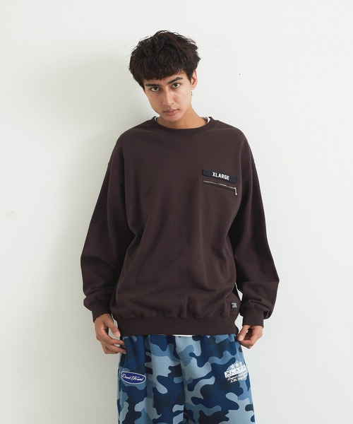 XLARGE(エクストララージ)の「ZIP POCKET CREWNECK SWEATSHIRT(スウェット・メンズ・グリーン/ブラウン/ブラック・S/XL/L/M)」の2枚目の写真