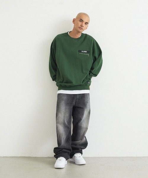 XLARGE(エクストララージ)の「ZIP POCKET CREWNECK SWEATSHIRT(スウェット・メンズ・グリーン/ブラウン/ブラック・S/XL/L/M)」の6枚目の写真