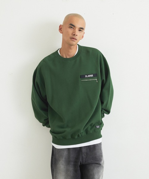 XLARGE(エクストララージ)の「ZIP POCKET CREWNECK SWEATSHIRT(スウェット・メンズ・グリーン/ブラウン/ブラック・S/XL/L/M)」の5枚目の写真