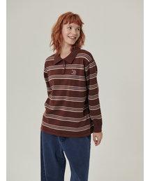 FLATWAVE IN SEOUL（フラットウェーブインソウル）の「Oshen Stripe Pique Knit Brown（ニット/セーター）」