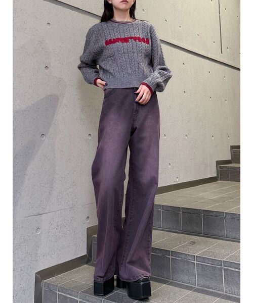 MURUA（ムルーア）の「ケーブルシャギーロゴニット　冬服（ニット/セーター・レディース・ネイビー/グレー/アイボリー/ボルドー・FREE）」の11枚目の写真