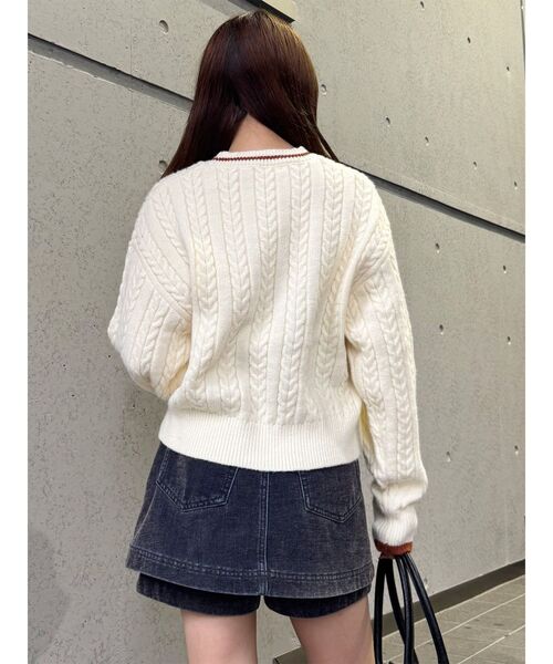 MURUA（ムルーア）の「ケーブルシャギーロゴニット　冬服（ニット/セーター・レディース・ネイビー/グレー/アイボリー/ボルドー・FREE）」の15枚目の写真