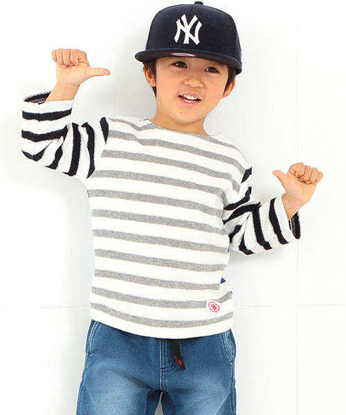 B:MING by BEAMS(ビーミングバイビームス)の「ビーミング by ビームス / 長袖パイルボーダーカットソー(Tシャツ/カットソー・キッズ・ホワイト/ネイビー/その他1・90/130/110/120/100/140)」の1枚目の写真