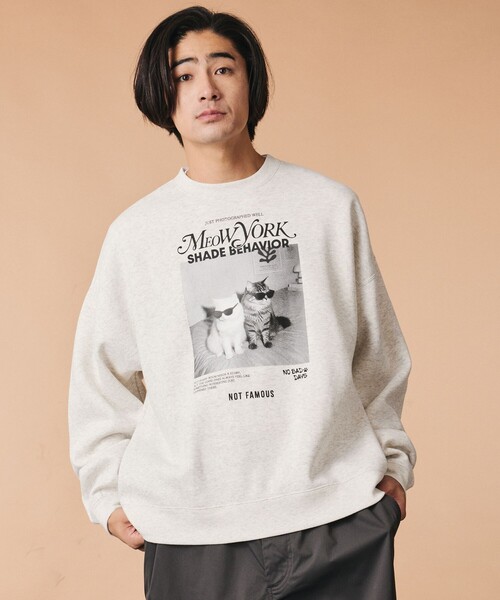 FREAK'S STORE（フリークスストア）の「限定展開 MeowYork  CAT クルーネック スウェット（スウェット・メンズ・チャコールグレー/ピンク/グレー・SMALL/MEDIUM/LARGE）」の2枚目の写真