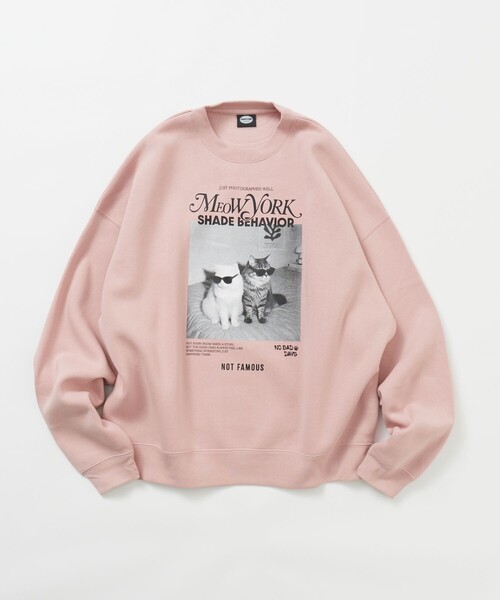 FREAK'S STORE（フリークスストア）の「限定展開 MeowYork  CAT クルーネック スウェット（スウェット・メンズ・チャコールグレー/ピンク/グレー・SMALL/MEDIUM/LARGE）」の3枚目の写真