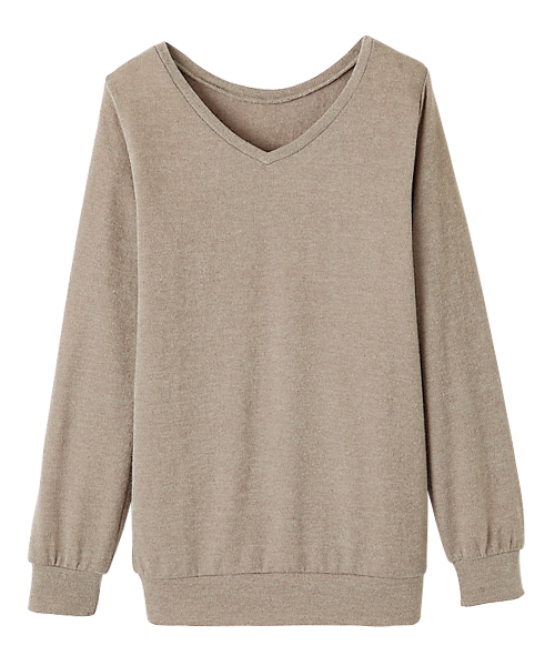 RANAN(ラナン)の「レディシルエットVネックプルオーバー(Tシャツ/カットソー・レディース・ダークグリーン/ブラック×ホワイト/グレイッシュベージュ/オフホワイト/グレー/ブラック/ネイビー/キャメル/ボルドー/カーキ/マスタード・X-LARGE/MEDIUM/XX-LARGE/LARGE/LL/3L/M/L)」の17枚目の写真