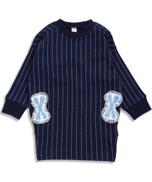 apres les cours（アプレレクール）の「リボンモチーフあったかトレーナーワンピ（ワンピース・キッズ・ネイビー/グレー/カーキ・80/100/120/140/90/110/130）」の3枚目の写真