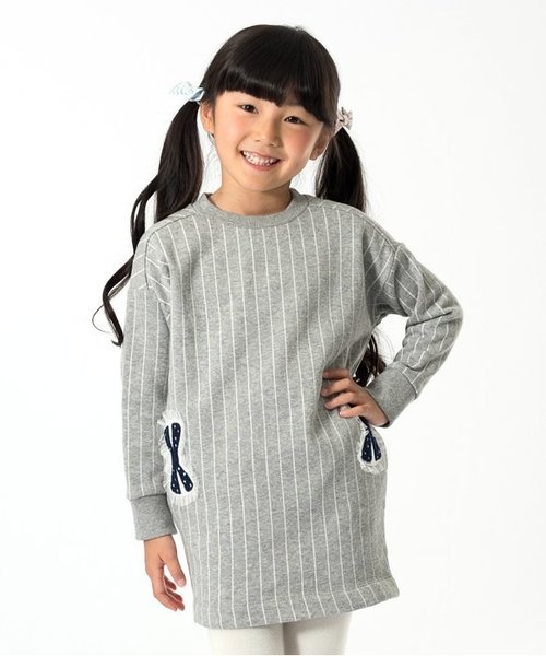 apres les cours（アプレレクール）の「リボンモチーフあったかトレーナーワンピ（ワンピース・キッズ・ネイビー/グレー/カーキ・80/100/120/140/90/110/130）」の2枚目の写真