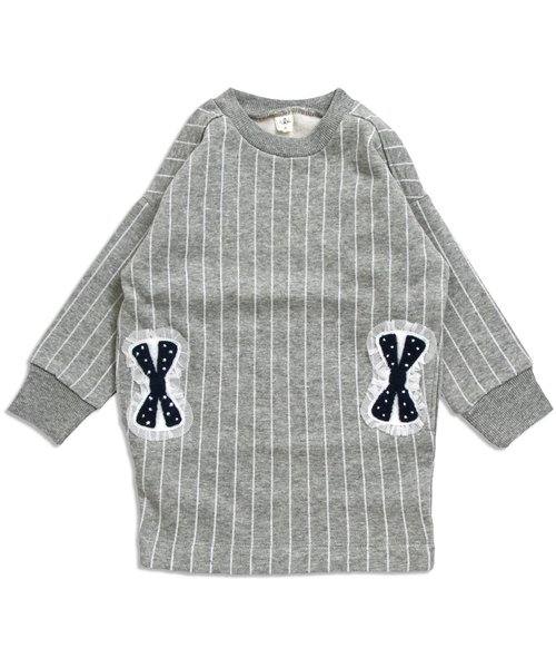 apres les cours（アプレレクール）の「リボンモチーフあったかトレーナーワンピ（ワンピース・キッズ・ネイビー/グレー/カーキ・80/100/120/140/90/110/130）」の6枚目の写真