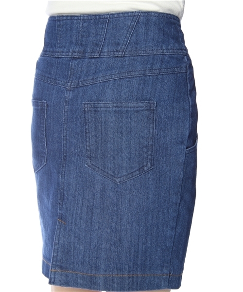 DISCOAT（ディスコート）の「コクーンデニムスカート（デニムスカート・レディース・ネイビー/ブルー・ﾌﾘ-）」の5枚目の写真